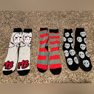 Horror-Themed Men's Socks Set - Black, Gray, Red